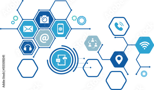 mobile communication, social media concept - vector illustration