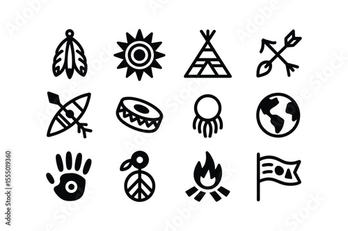 Indigenous cultural symbols and global representation vector