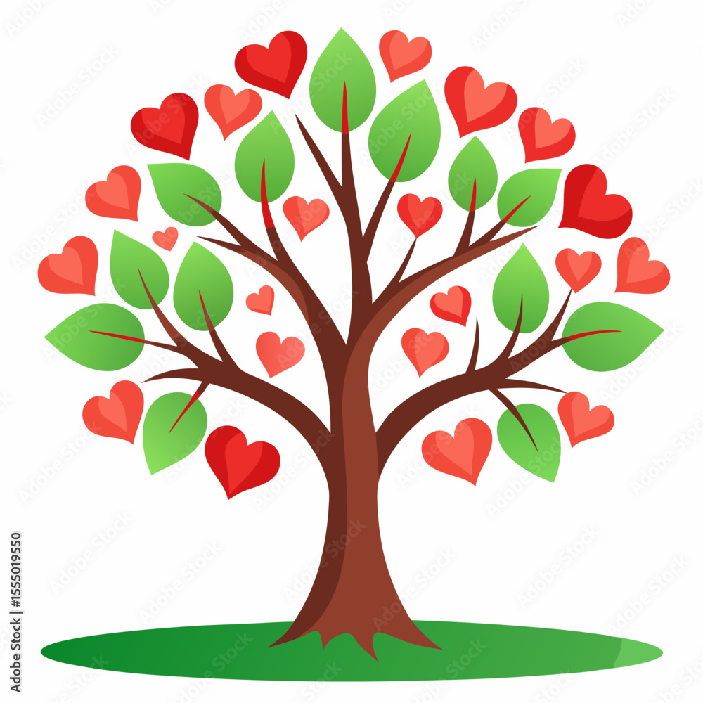 Fototapeta premium tree with red hearts