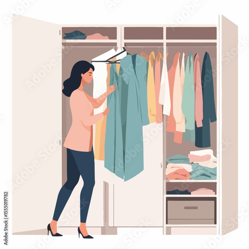 Woman Folding Clothes Flat Icon