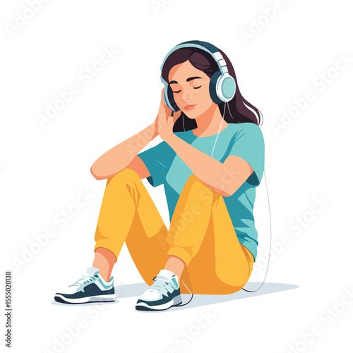 Chill Girl Listening to Music Illustration