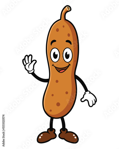 Cheerful potato cartoon character waving hand friendly mascot design illustration
