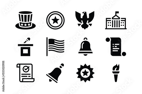 Patriotic American symbols and icons star eagle