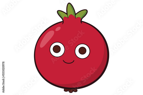 Cute cartoon pomegranate character with smiling face fruit illustration design