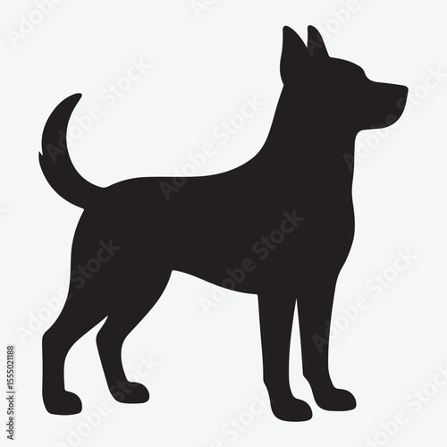 Curious Dog Silhouette Sniffing Ground in Forest