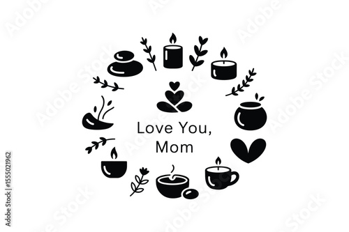 Spa elements and heartfelt message for mom massage stones candles