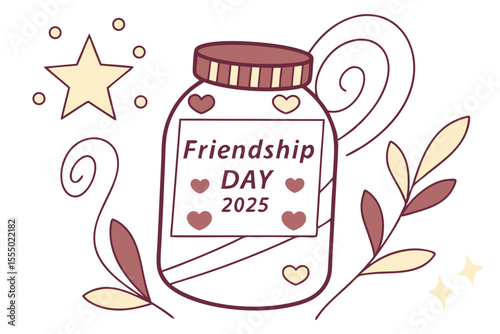 Flat design illustration of a glass memory jar with a personalized label