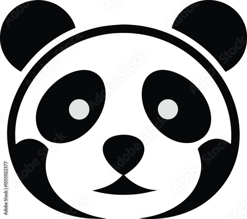 Minimalist Black And White Panda Face Vector Icon Design Illustration