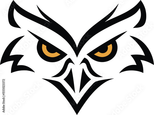 Powerful Stylized Owl Head Mascot Logo Design For Sports Team Branding