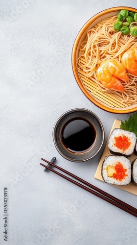 Delicious Japanese Food Sushi Noodles Tempura Restaurant Menu