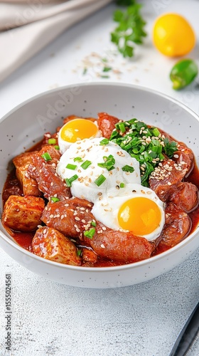 Delicious Korean Tteokbokki Rice Cakes Spicy Dish Food Photography