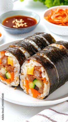 Delicious Kimbap Korean Rice Rolls Food Photography