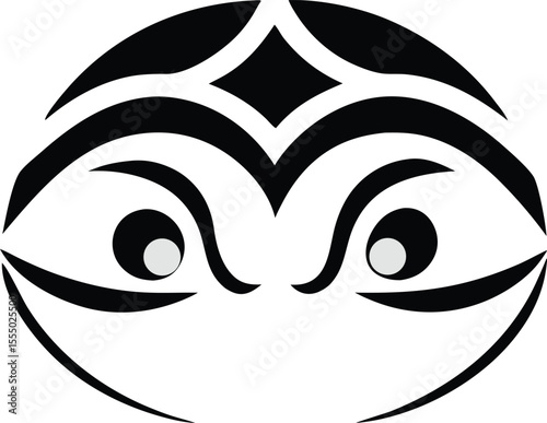 Abstract Tribal Mask Art Design Mystical Black And White Face