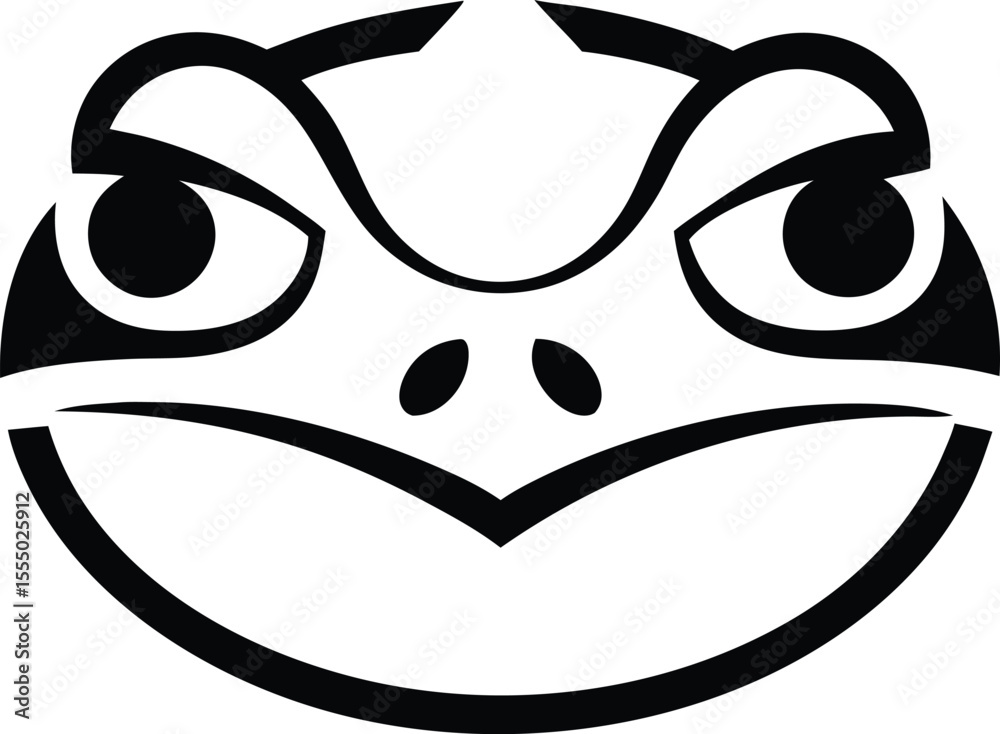 Fototapeta premium Angry Frog Face Logo Simple Black And White Animal Illustration Design