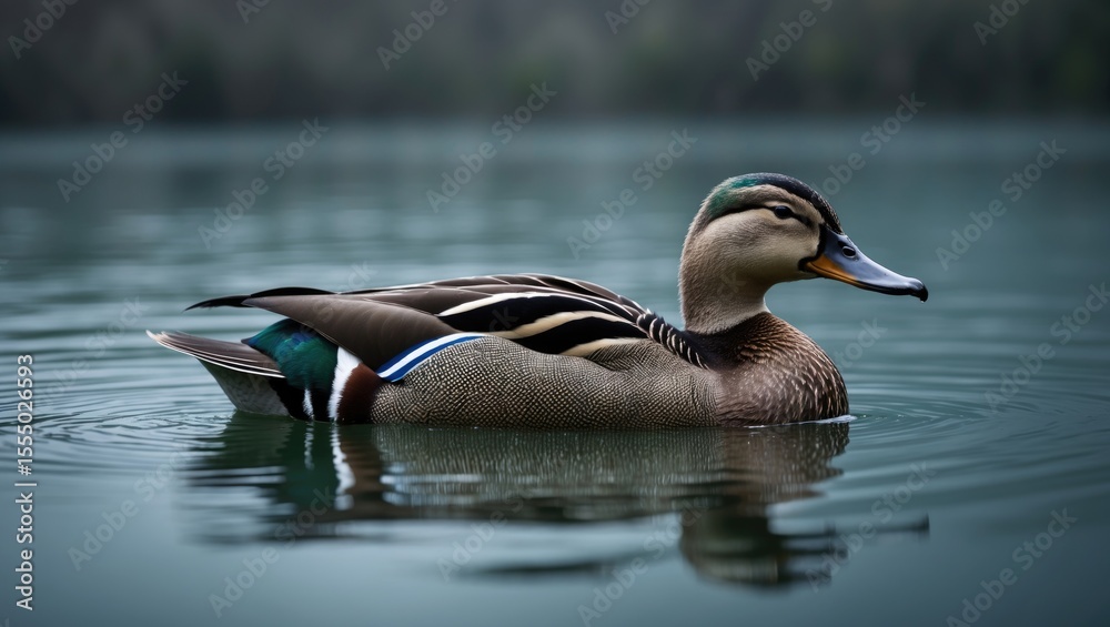 Obraz premium A duck swimming on water in a natural setting.