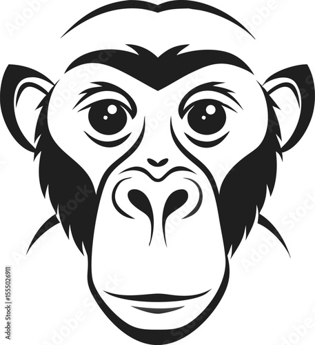 Bold Black And White Chimpanzee Head Logo Illustration Art Design