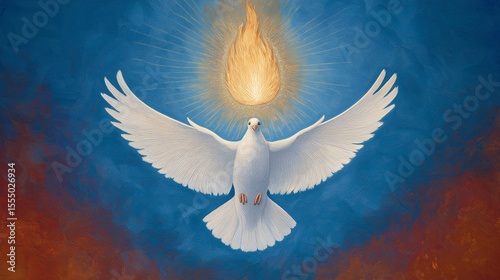 Dove of peace on blue background  and funeral sign