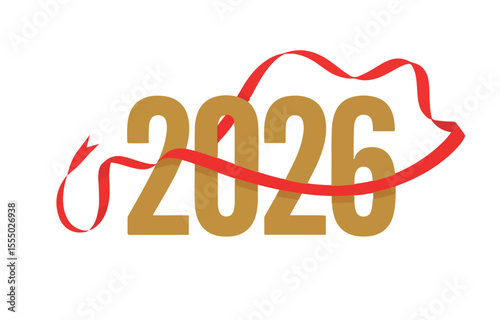 2026 Happy New Year lettering design, Typography Design Celebration, logo, type , Cheerful, New Year Card.