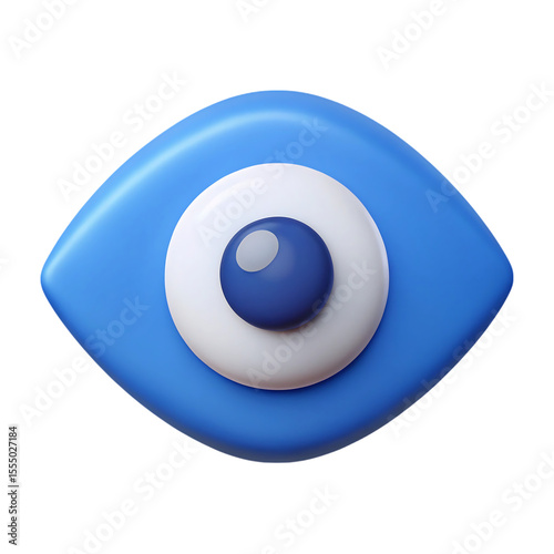 Modern 3d render of the evil eye symbol on a black background isolated