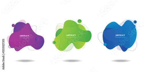 Modern liquid abstract shapes vector design set in yellow, blue and teal colors.