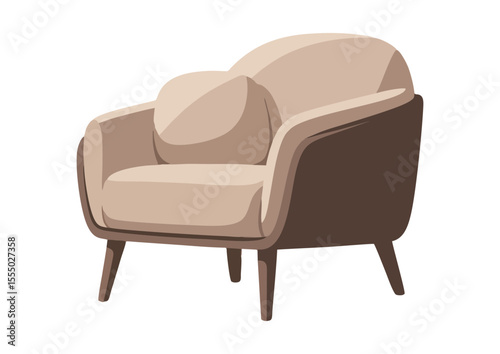 Contemporary brown and beige armchair with rounded design for stylish home decor