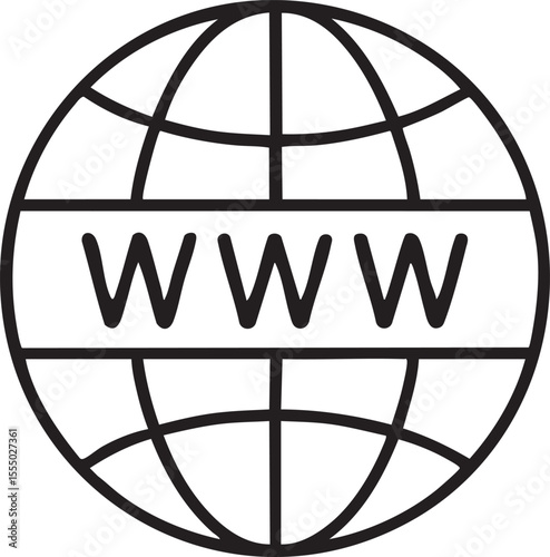 World Wide Web Icon A Simple Black and White Globe Representation of the Internet black