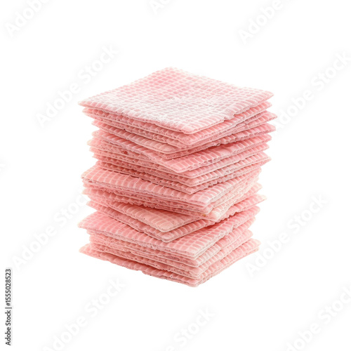 Stack of Pink Waffle Cookies, Sweet Treat, Delicious Dessert