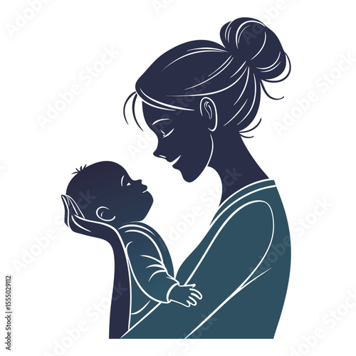 Mother's Love A Tender Silhouette of a Mother and Baby