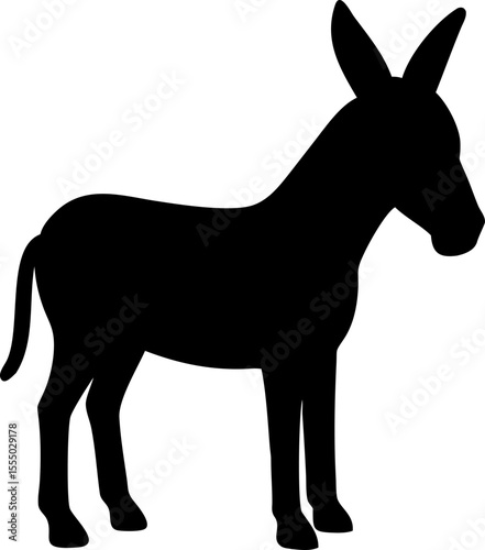 Cute farm animal vector illustration featuring a black donkey silhouette