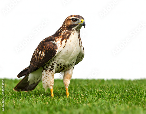 02.7.057. hawk huntng on a gass soat wth wht backgound 23607