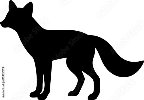 Black and white vector silhouette illustrations of a cat, wolf, and other wild animals