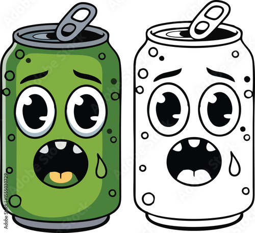 Vector Illustration of water and beer bottles in cartoon vector style with smiling faces and fun design elements