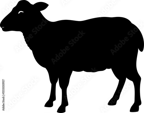 Black and white farm animal silhouettes featuring a goat, sheep, and cow vector illustrationBlack and white farm animal silhouettes featuring a goat, sheep, and cow vector illustration