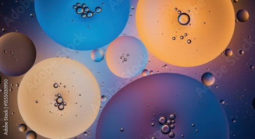 Colorful bubbles floating in abstract pattern with soft lighting  