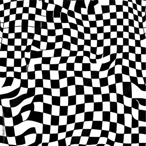 Classic racing flag checker board pattern, black and white vector background
