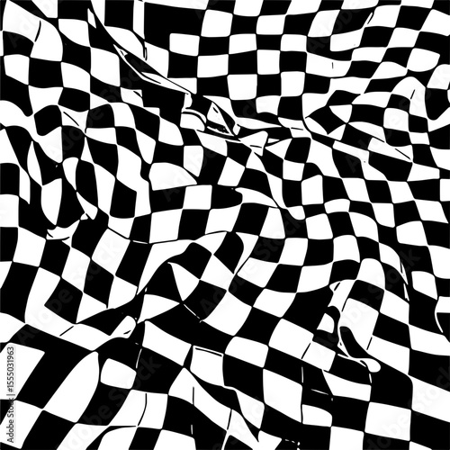 Classic racing flag checker board pattern, black and white vector background