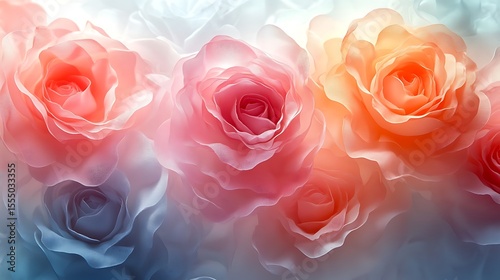 Pastel roses background with soft light for wedding, valentine's day, or romantic event