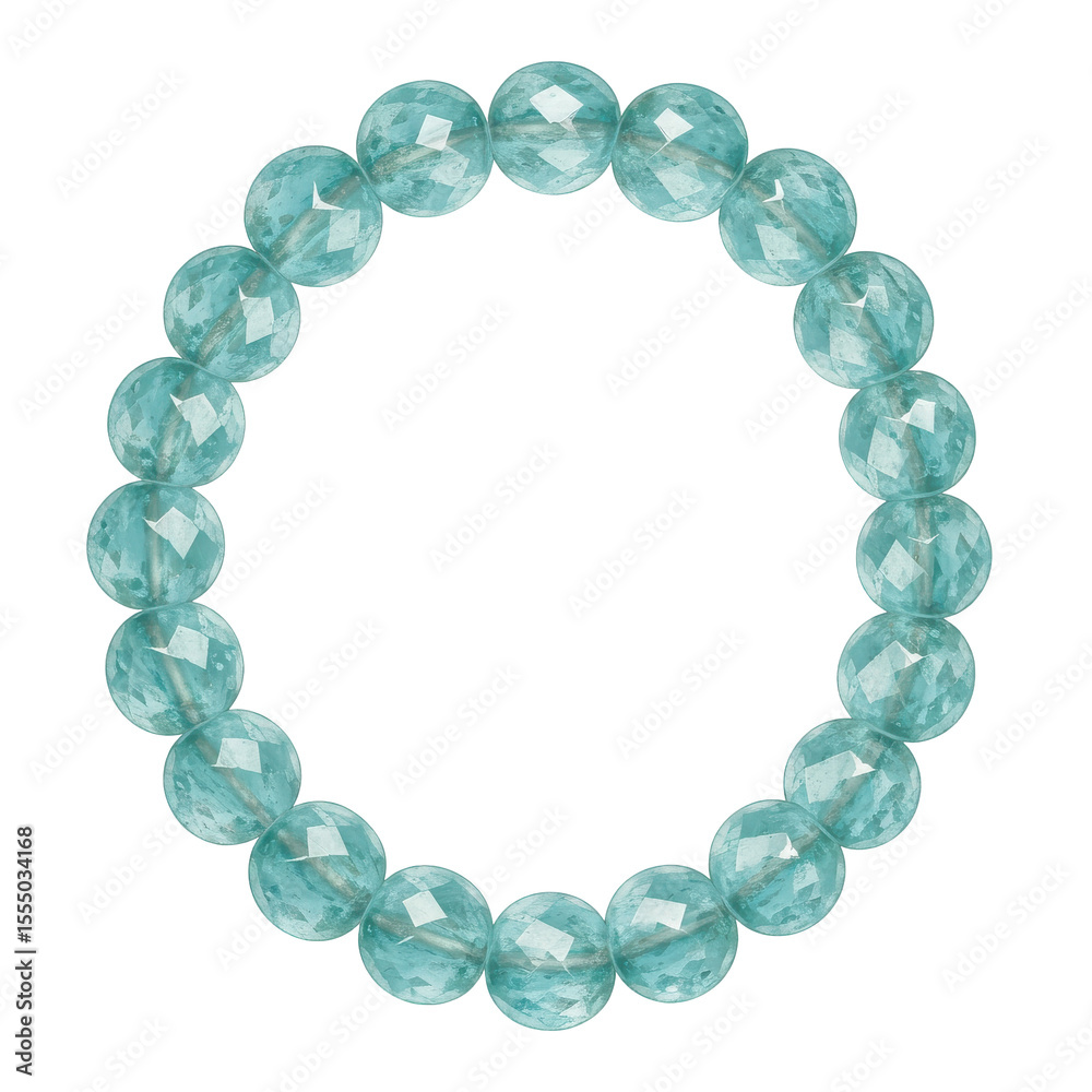Obraz premium A circular bracelet made of sparkling aquamarine beads, showcasing vibrant colors and clarity