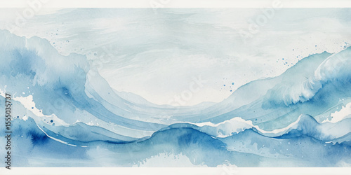 Blue ocean wave background. Blue and white water ocean background.

