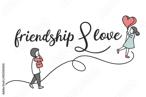 Minimalist lettering design celebrating friendship and love with a heartfelt quote