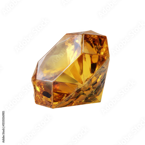 Glowing amber crystal artwork studio digital art transparent background high-angle view elegance concept
