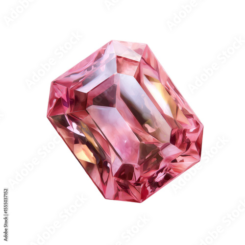Beautiful pink gemstone with transparent background close-up view luxurious environment artistic photograph