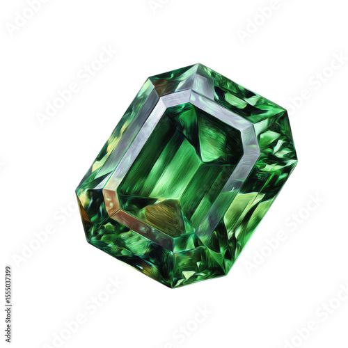 Exquisite emerald gemstone studio setting photography transparent background close-up view luxurious concept