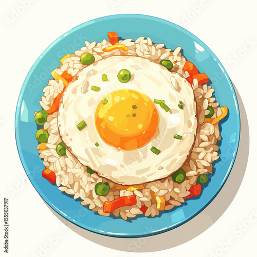 Fried Rice with Sunny Side Egg and Green Peas