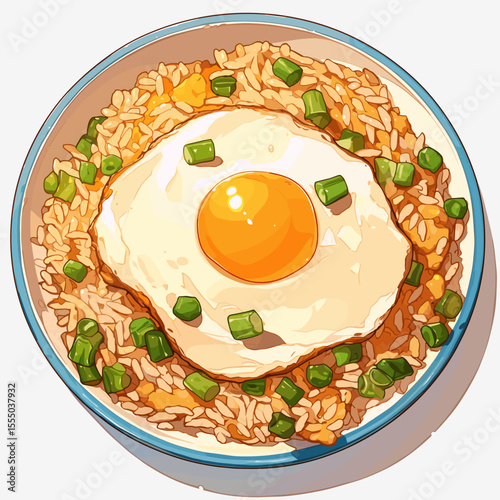 Fried Rice with Sunny Side Egg and Green Peas