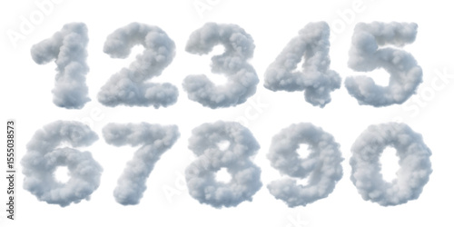Cloud numbers set from zero to nine creative design for kids learning concept art