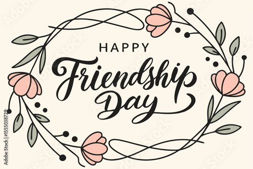 Happy friendship day celebration graphic with colorful elements and typography