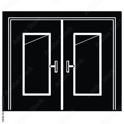 Double Doors Elegant Entrance Design Icon, Minimalist Style