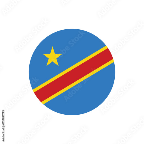 Democratic Republic of the Congo round flag icon vector for independence day celebration in transparent background graphic design
