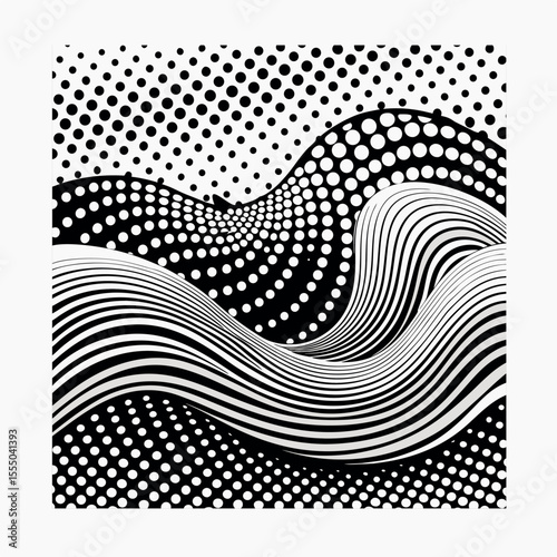 neat black and white wave dot stylish background